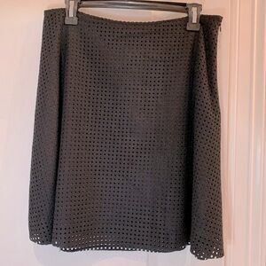 Kenneth Cole NY Catarina Black Faux Suede Perforated Swing Skirt Size 8 NWT